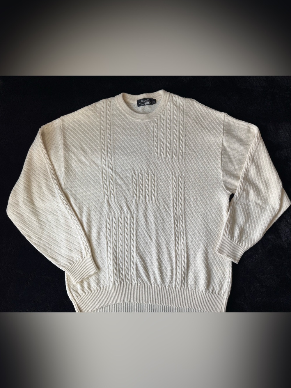 VTG Marcello Pullover Ivory Merino Wool Blend Italy Textured Sweater Men's XXL